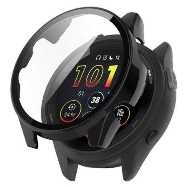 PC Cover with Integrated Tempered Glass for Garmin Forerunner 165 (Black)