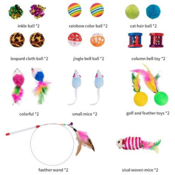 21 Piece Interactive Cat Play Set With T-shaped Tunnel