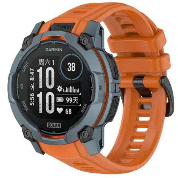 LOBO Silicone Strap Compatible With Garmin Instinct 3 - 50mm Models - Dark Orange