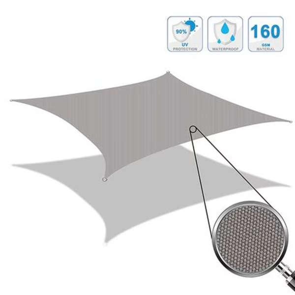 T4U Waterproof Oxford Nylon Sun Sail (5m x 2m) - Grey