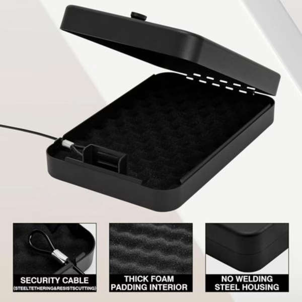 Portable Combination Travel Safe/Lock Box with Cable Tether