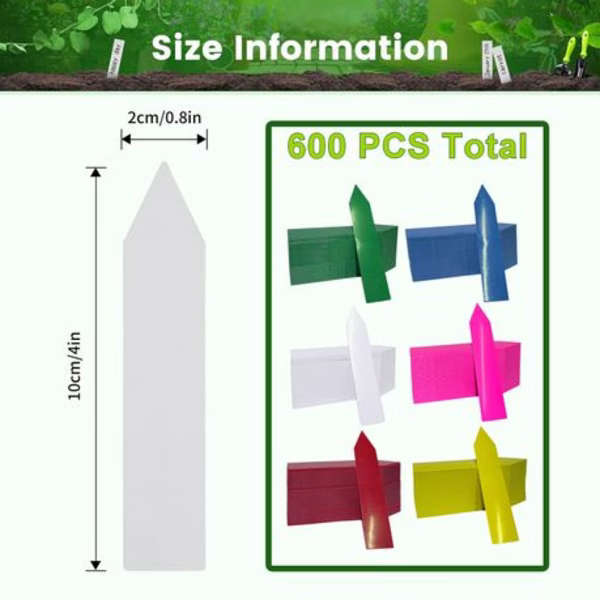 600 Pieces Plastic Plant Labels (10cm x 2cm)