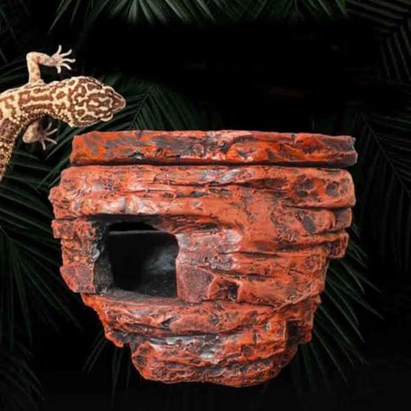 Reptile Hide Cave with Lid for geckos, snakes, lizards