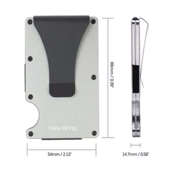 New-Bring Aluminium Minimalist Card Holder &amp; Money Clip RFID Blocking