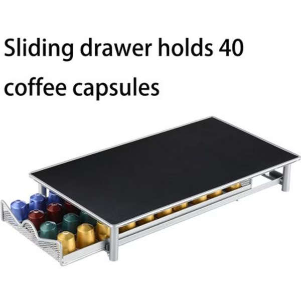Coffee Capsule Storage Drawer Holds 40 Nespresso Coffee Capsules - Grey