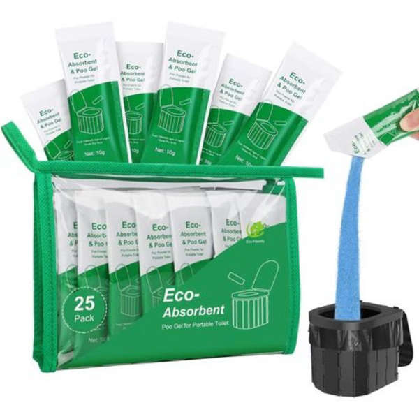 25 Pack Eco-Absorbant Portable Toilet Powder Gel Sachets