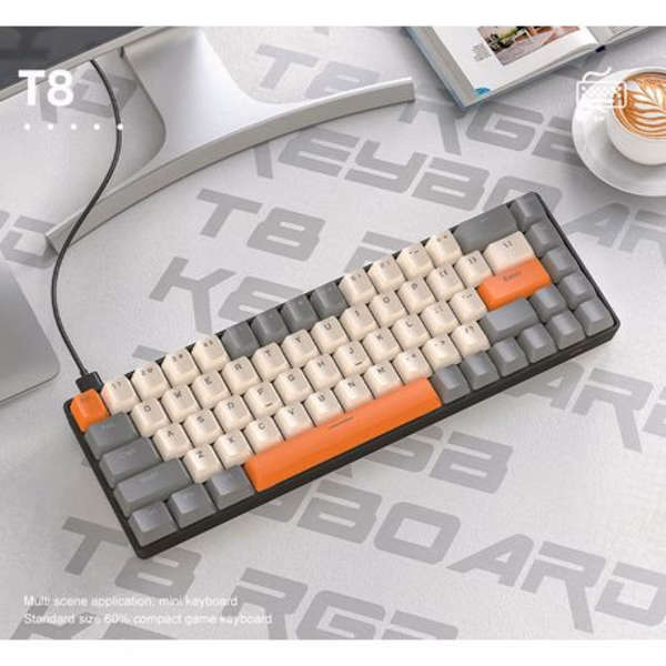 T8 RGB Wired Mechanical Gaming Keyboard Blue Switch - Grey Orange