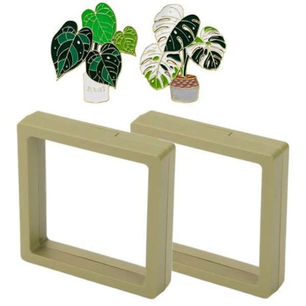 Anthurium &amp; Monstera Plant Magnet Set with Floating Display Frames
