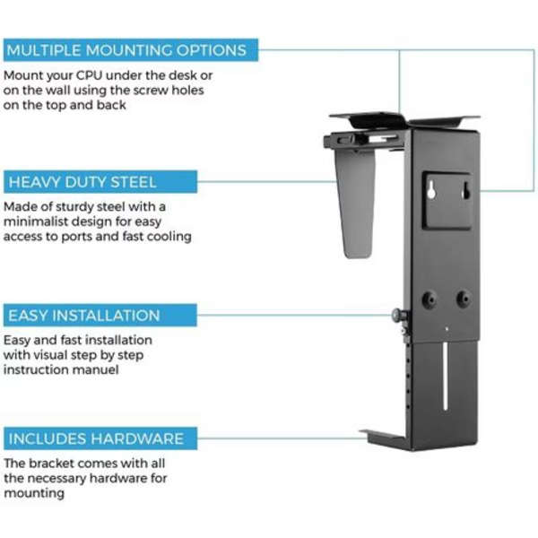 Under Desk CPU Tower Holder with Rotating Function