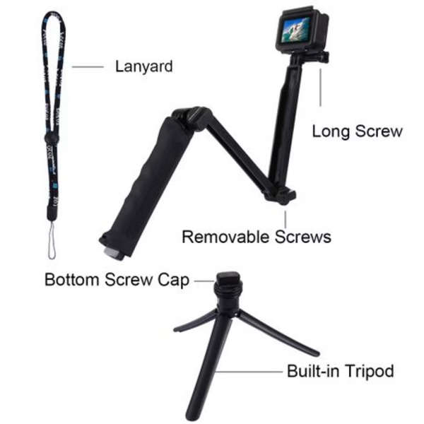 PULUZ 3-WayGrip | Arm | Tripod for GoPro Cameras