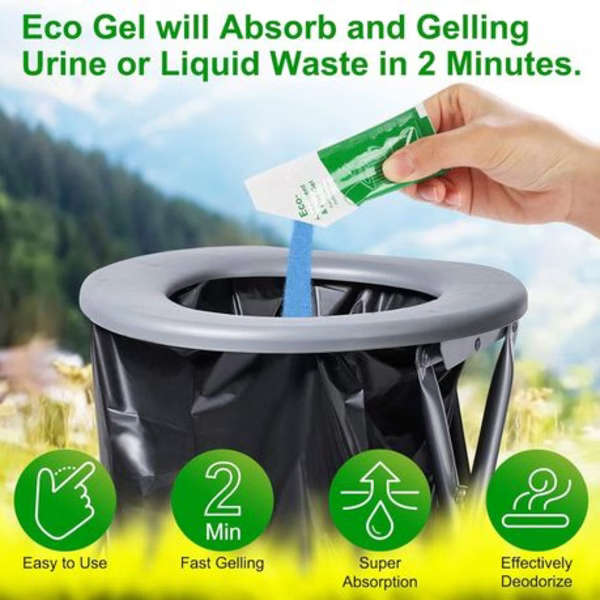 25 Pack Eco-Absorbant Portable Toilet Powder Gel Sachets