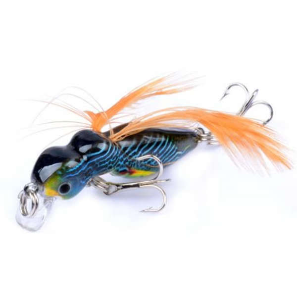 5 Piece Mini Crankbait Lure Set with Feathered Treble Hooks