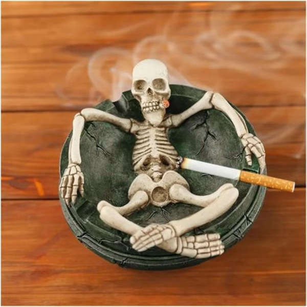 Skeleton Lounge Ashtray - Resin Novelty Cigarette Holder (12.5cm)