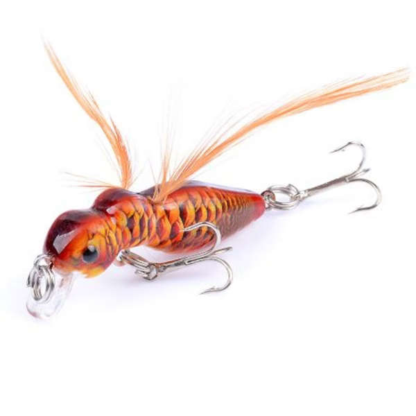 5 Piece Mini Crankbait Lure Set with Feathered Treble Hooks