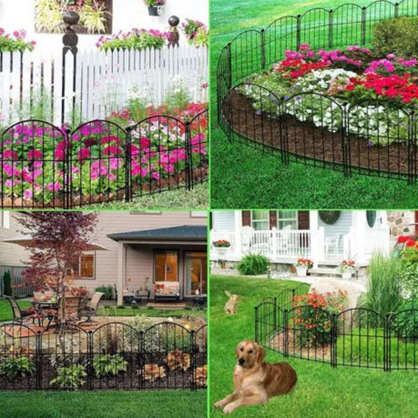 10-Piece Decorative Garden Border Fence - 3m Total Length, 43cm High, Metal