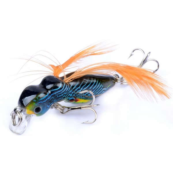 5 Piece Mini Crankbait Lure Set with Feathered Treble Hooks
