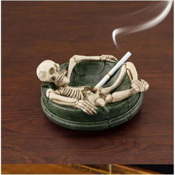 Skeleton Lounge Ashtray - Resin Novelty Cigarette Holder (12.5cm)