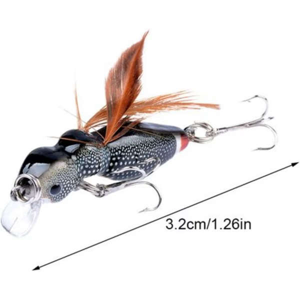 5 Piece Mini Crankbait Lure Set with Feathered Treble Hooks