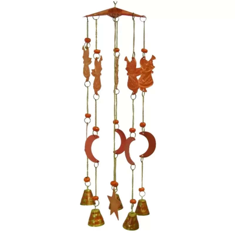 Christmas Brass Wind Chime with Bells Red and Gold