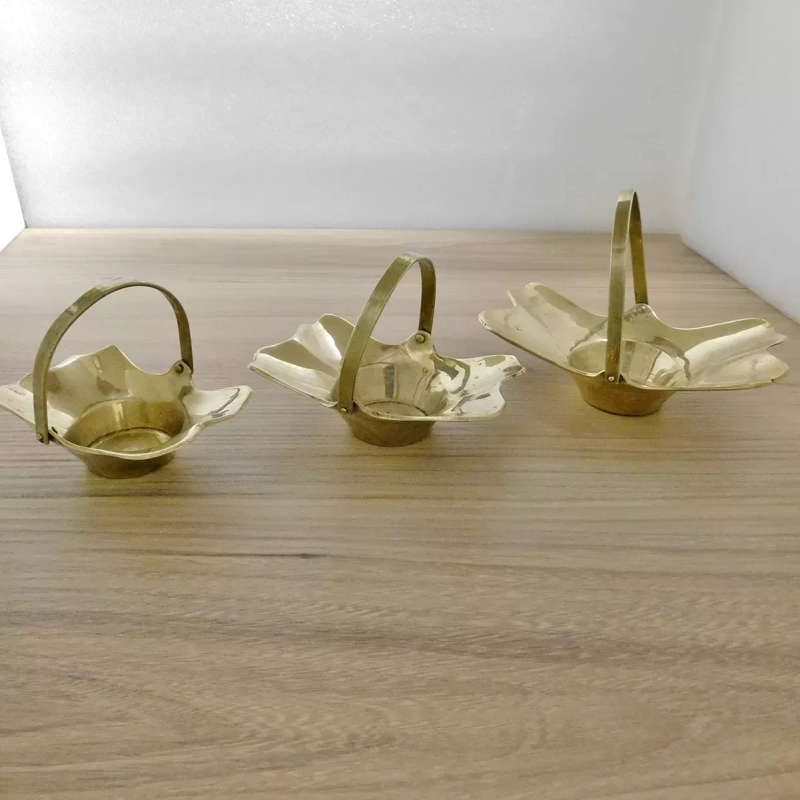 Mini Brass Baskets for Tealights - Set of 3