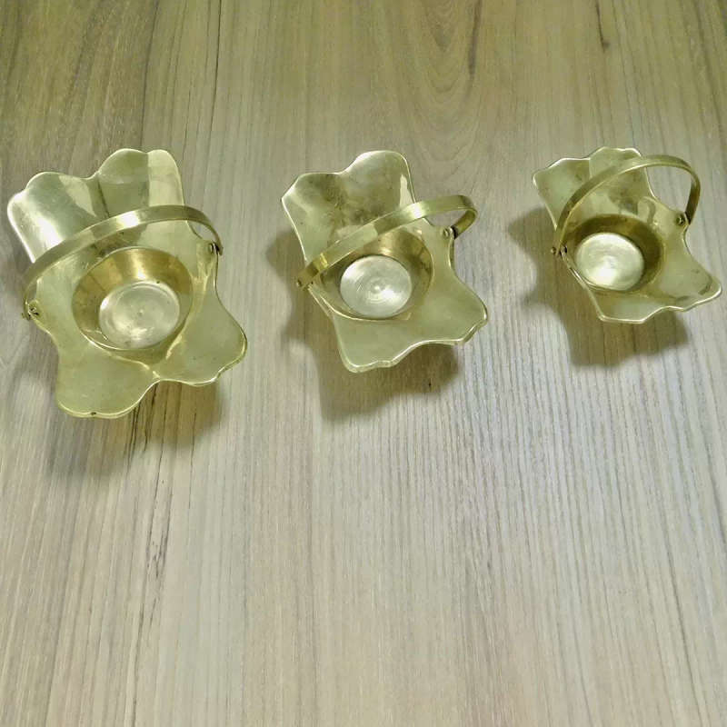 Mini Brass Baskets for Tealights - Set of 3