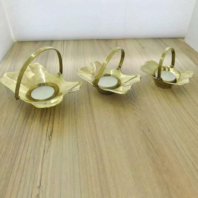 Mini Brass Baskets for Tealights - Set of 3