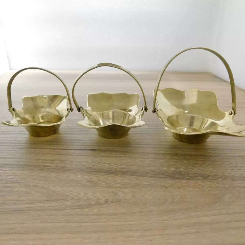 Mini Brass Baskets for Tealights - Set of 3