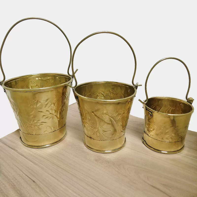 Brass Décor Buckets - Set of 3