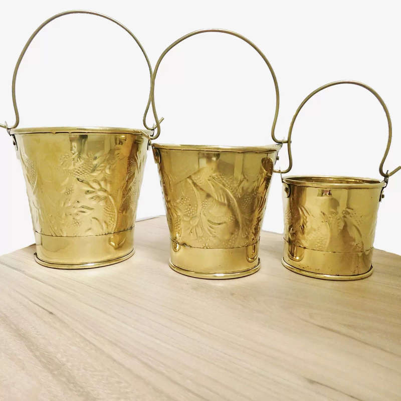 Brass Décor Buckets - Set of 3