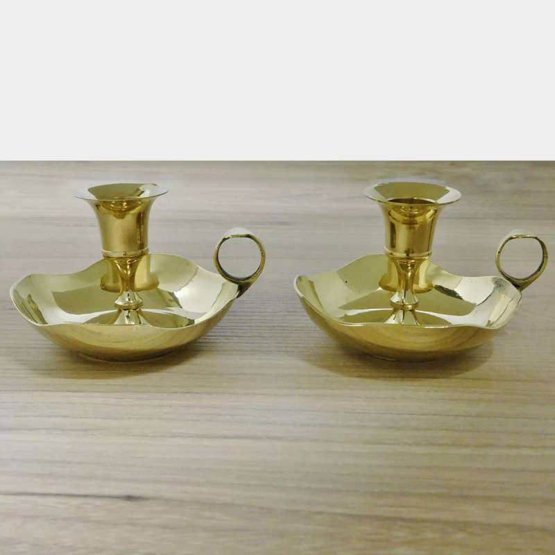 Brass Candle Holder Round (Pair)
