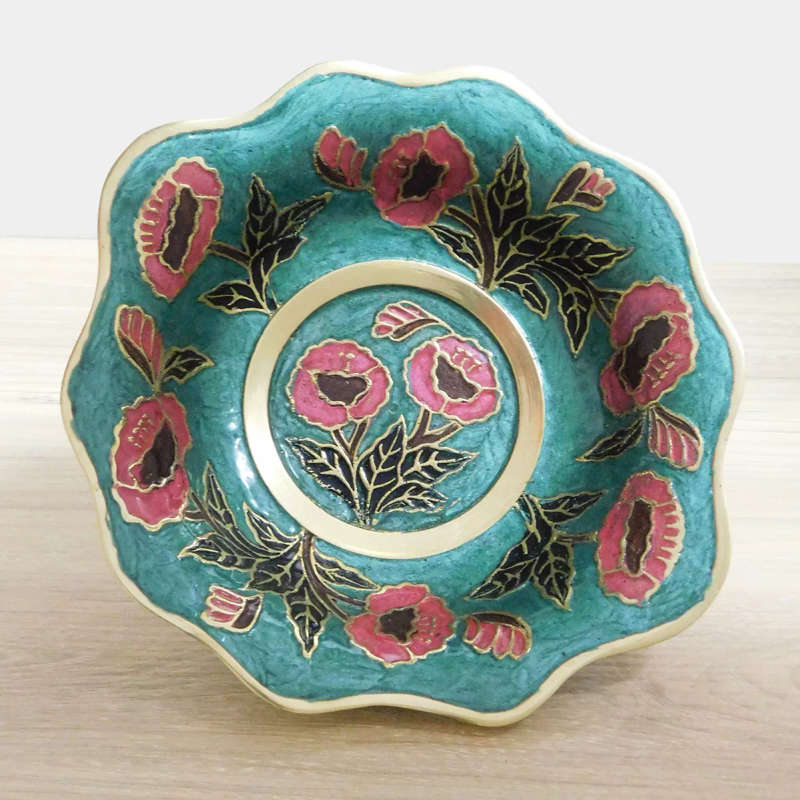 Green Enamelled Brass Brass Bowl