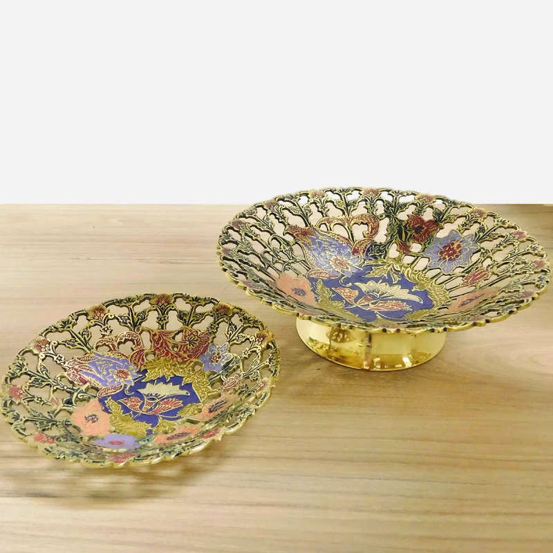 Enamel Hand-finished Brass Bowls - Set of 2