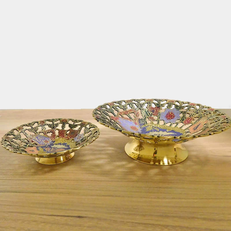 Enamel Hand-finished Brass Bowls - Set of 2