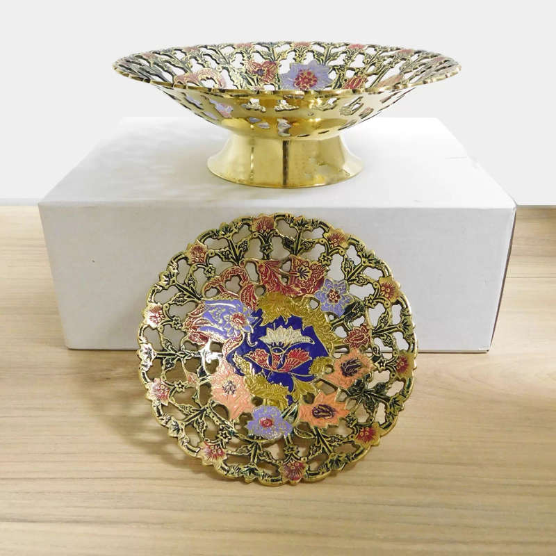 Enamel Hand-finished Brass Bowls - Set of 2