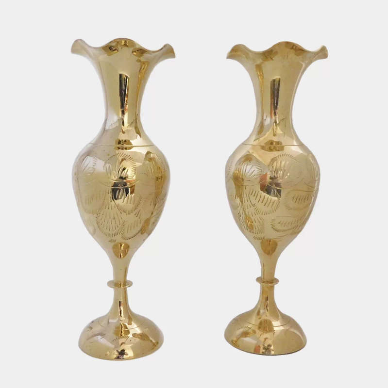 Brass Vase Pair (8 inch)