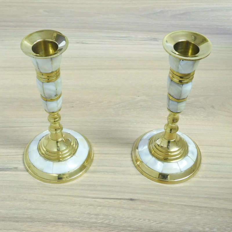 Candle Holders with Mother of Pearl Inlay (Pair)