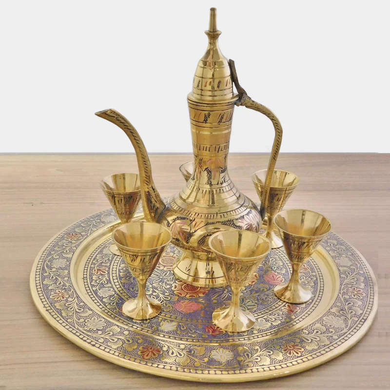 Round Wine Set with Colour Engraving (10 inch) - Blue