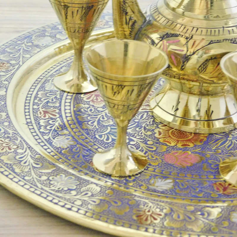 Round Wine Set with Colour Engraving (10 inch) - Blue