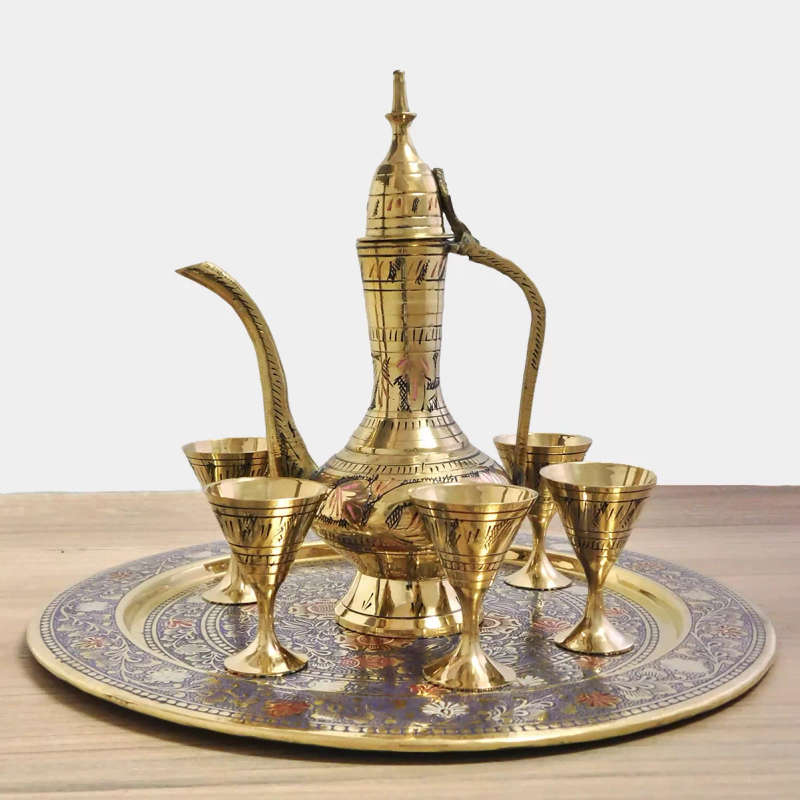 Round Wine Set with Colour Engraving (10 inch) - Blue