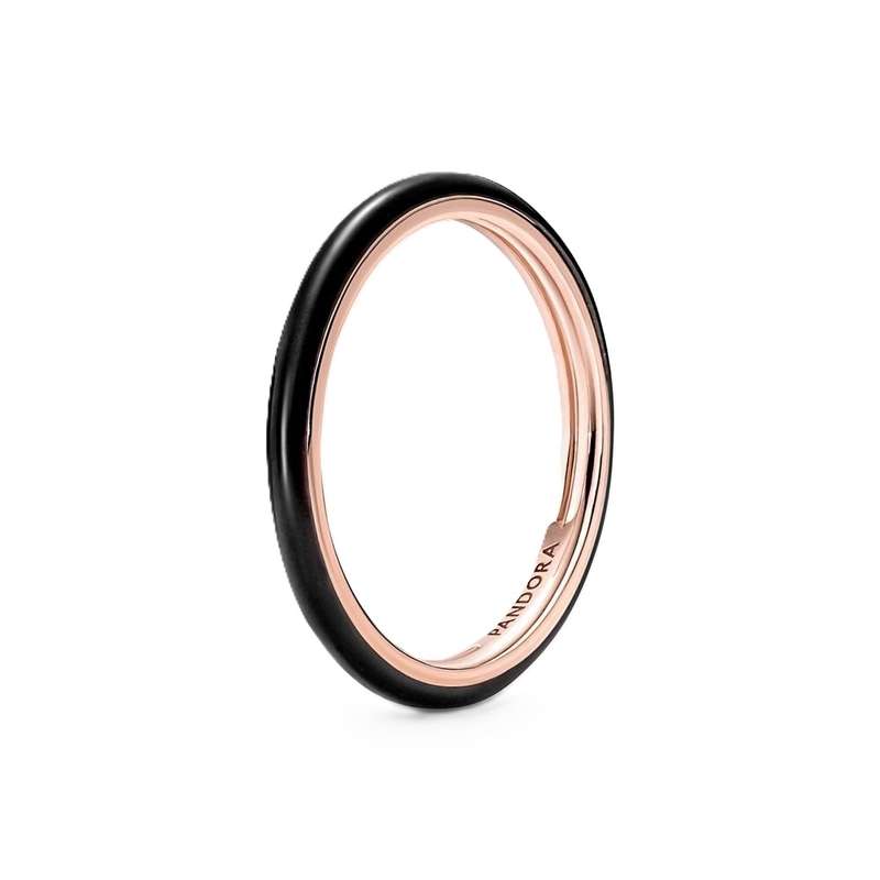 PANDORA JEWELS BLACK ENAMEL - RING - Size 52  (189655C01-52)