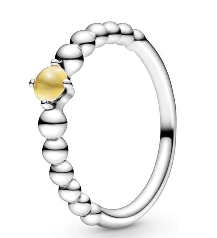 PANDORA JEWELS YELLOW STONE - RING - Size 54  (198867C11-54)