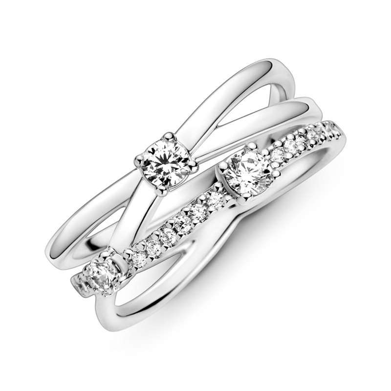 PANDORA JEWELS SPARKLING TRIPLE BAND - RING - Size 52  (199400C01-52)