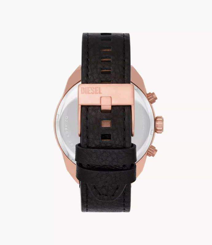 Diesel Men's Spiked Chronograph Black Leather Watch (DZ4607)