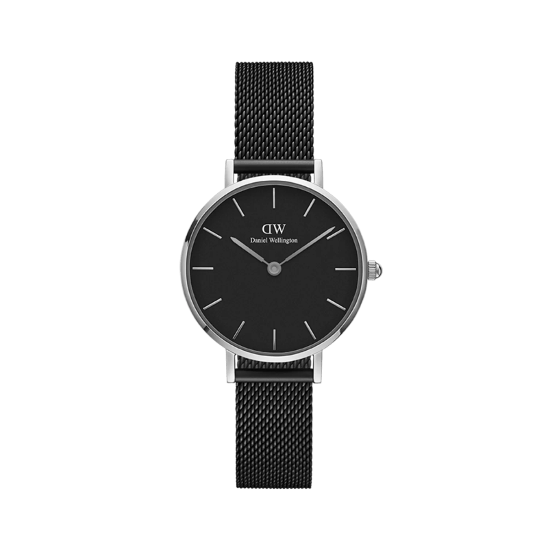 Daniel Wellington Petite Ashfield Silver Women's Watch (DW00100202) - Black Dial Mesh Bracelet