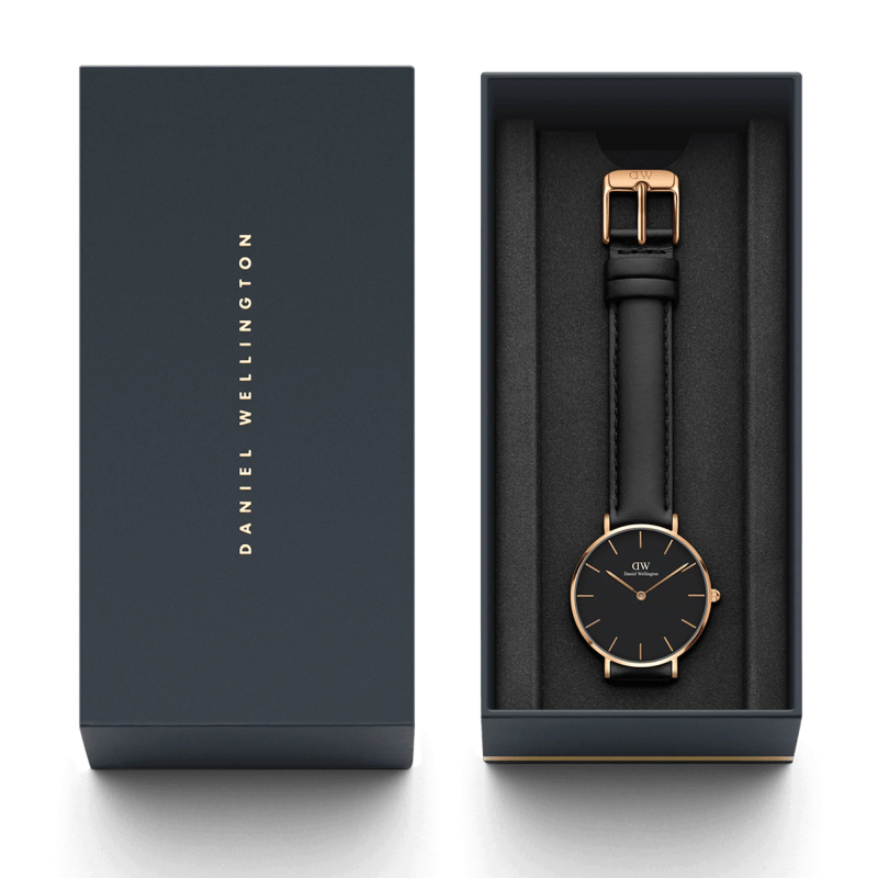 Daniel Wellington Women's Watch - Sheffield Brown Leather (DW00100224) - Rose gold case, black dial