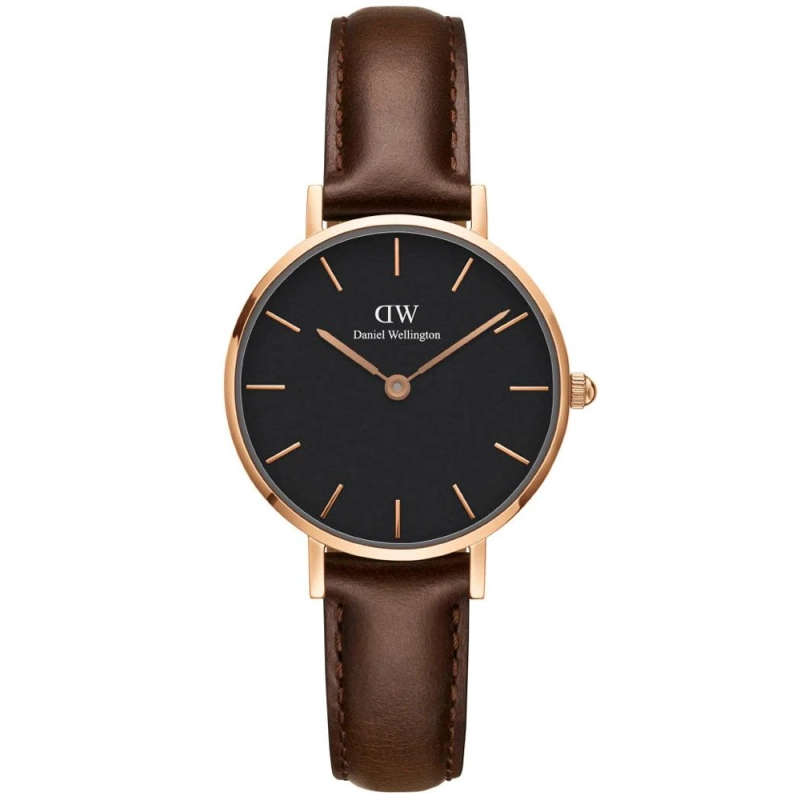 Daniel Wellington Women's classic petite bristol Watch with dark brown leather Strap