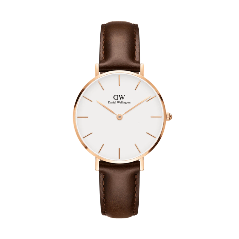 Daniel Wellington Women's classic petite bristol Watch with dark brown leather Strap