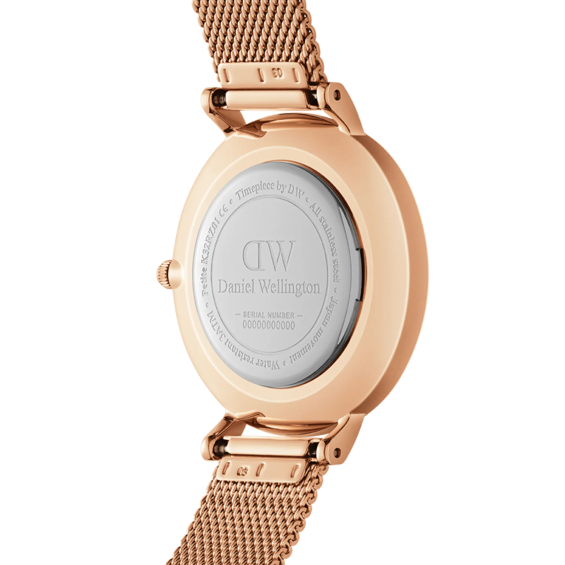Daniel Wellington Petite Melrose Rose Gold Women's Watch (DW00100161) - Black Dial & Mesh Bracelet