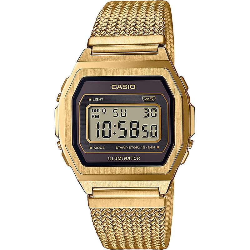 CASIO VINTAGE PREMIUM COLLECTION Gold Mesh, Brown dial (A1000MGA-5EF)
