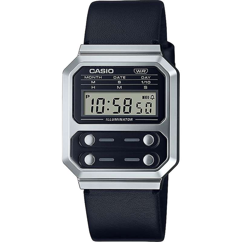 CASIO VINTAGE EDGY COLLECTION LEATHER - BLACK (A100WEL-1AEF)